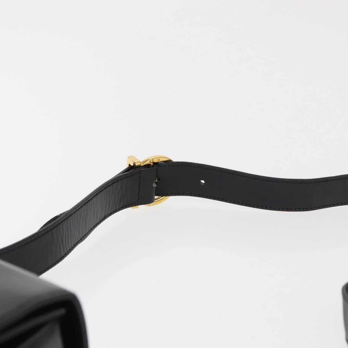 Salvatore Ferragamo Gancini Shoulder Bag Leather Black Gold Auth 164257