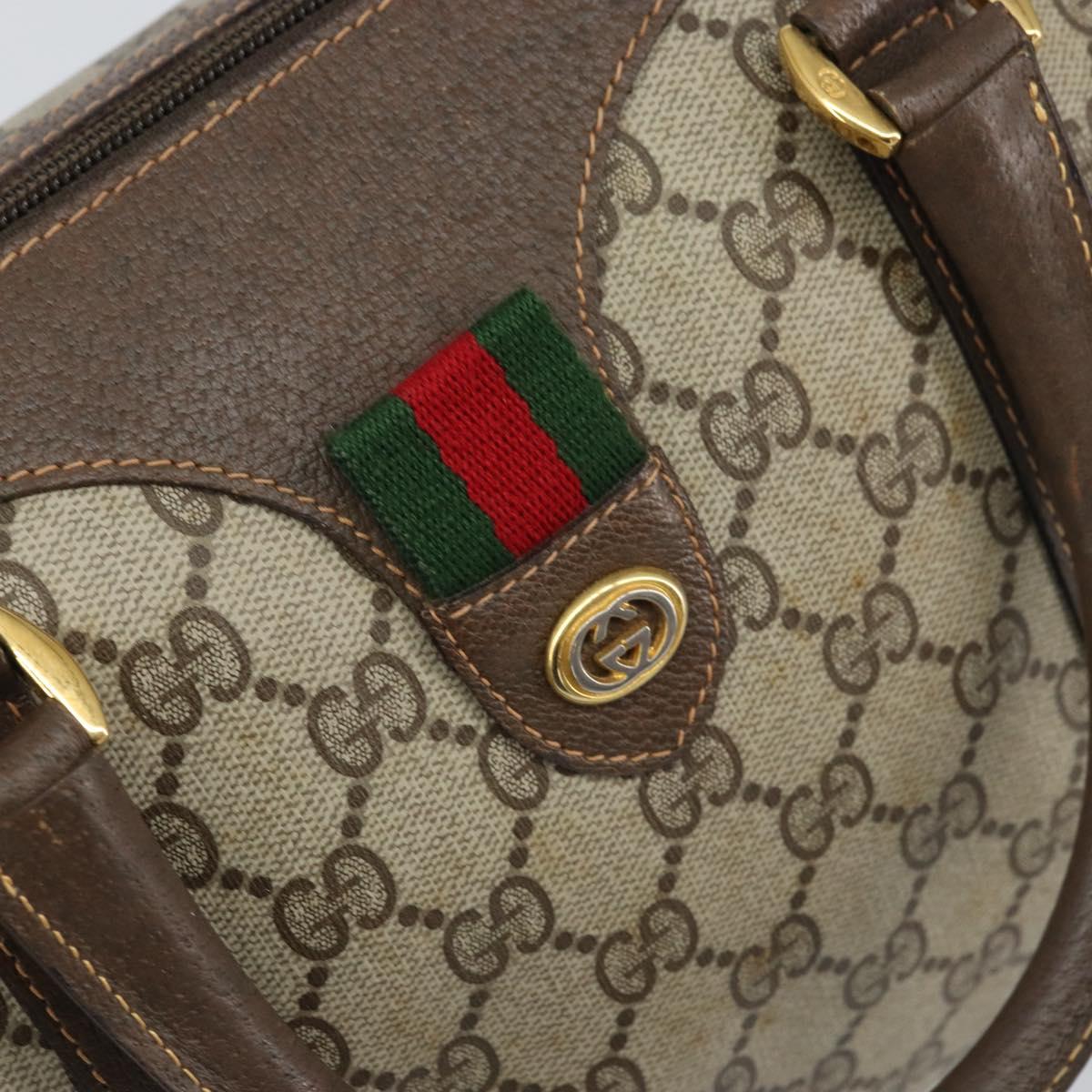 GUCCI GG Supreme Web Sherry Line Boston Bag PVC Beige Gold 40 02 007 Auth 164260
