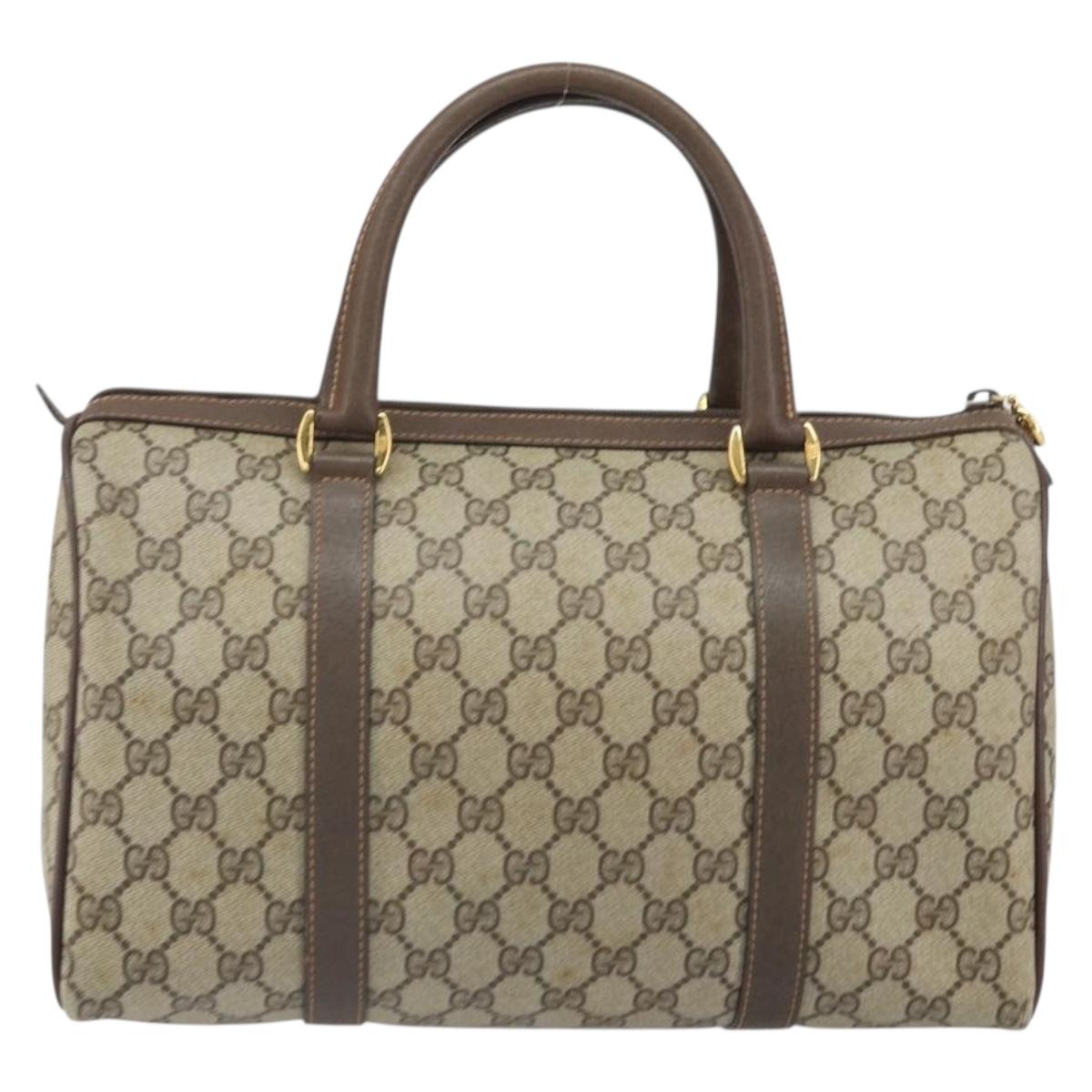 GUCCI GG Supreme Web Sherry Line Boston Bag PVC Beige Gold 40 02 007 Auth 164260
