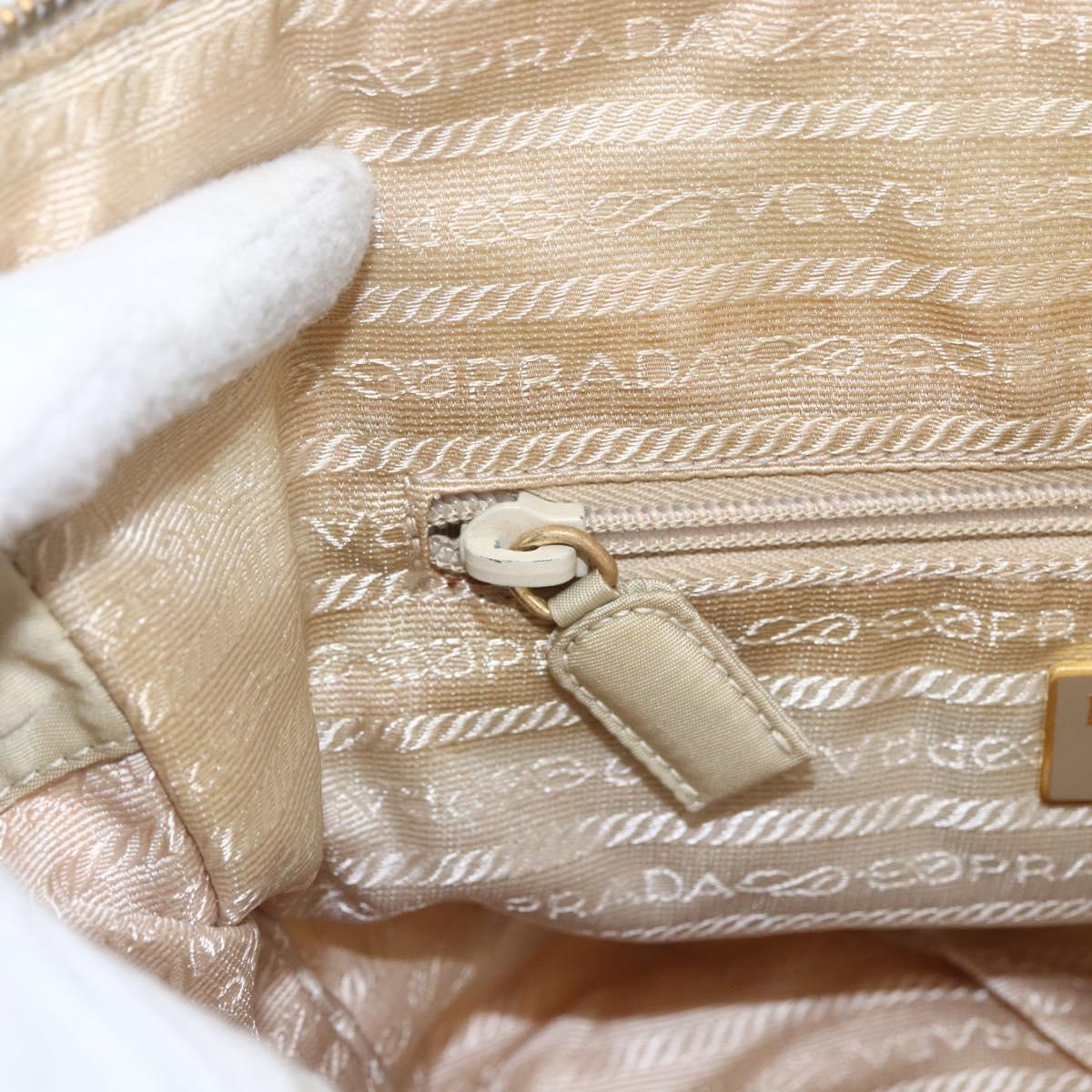 PRADA Chain Shoulder Bag Nylon Ivory Gold Auth 164262