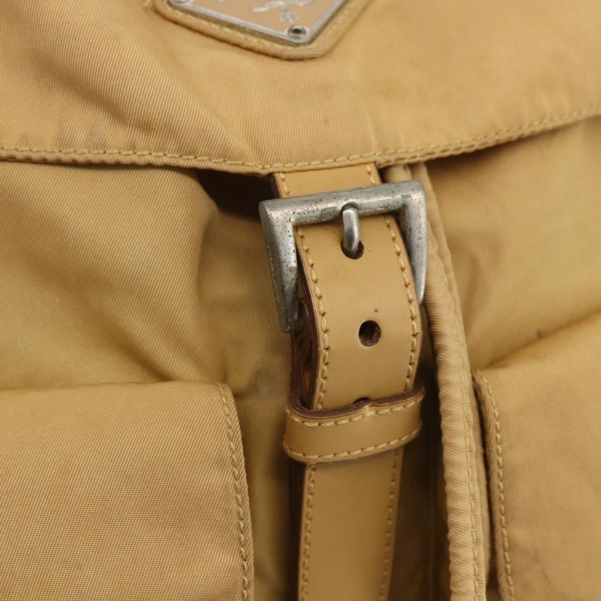 PRADA Backpack Nylon Beige Silver Auth 164263