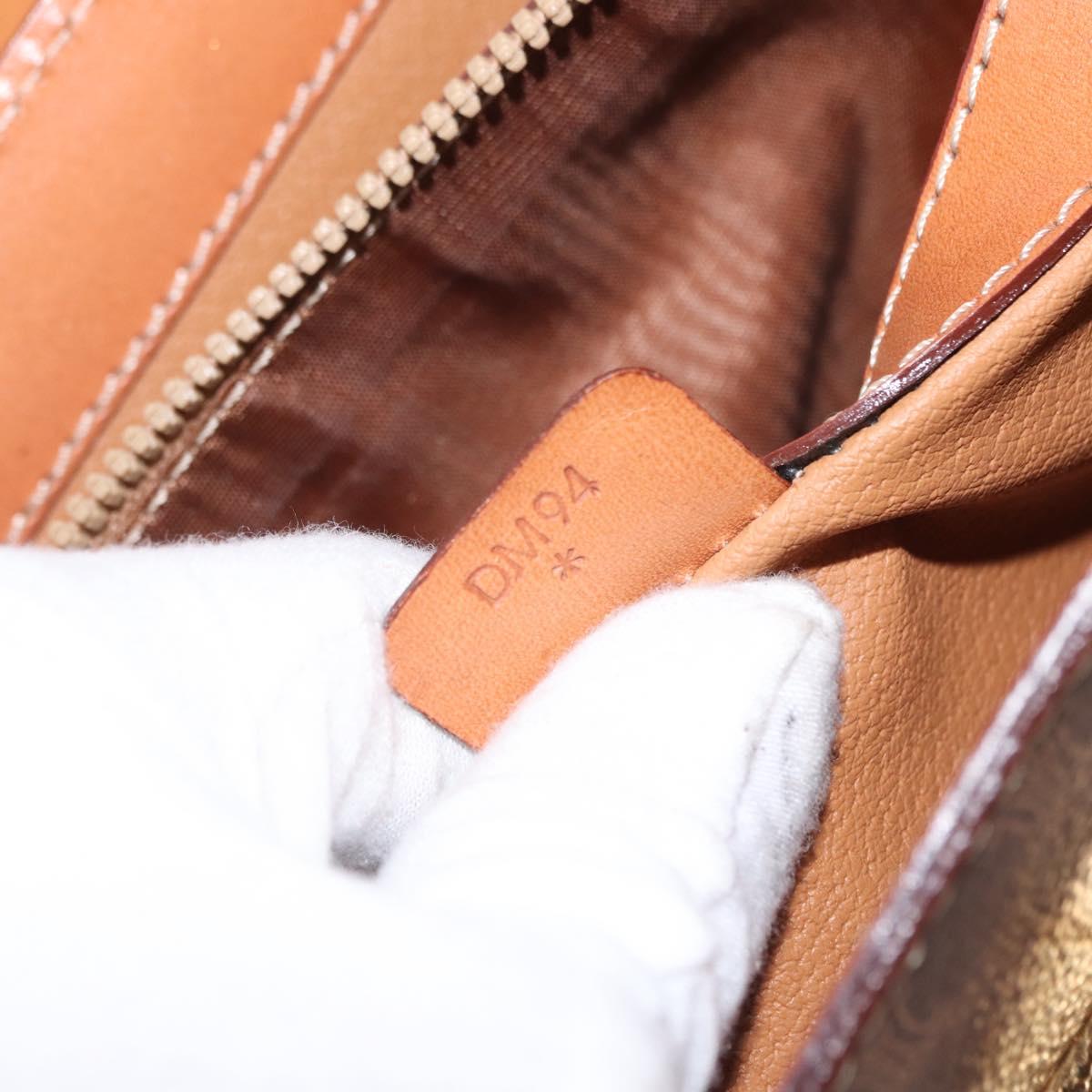 CELINE Macadam Canvas Hand Bag PVC Leather Brown Gold Auth 164277