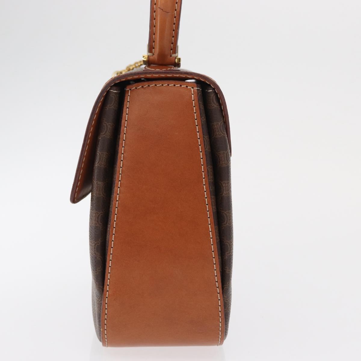 CELINE Macadam Canvas Hand Bag PVC Leather Brown Gold Auth 164277