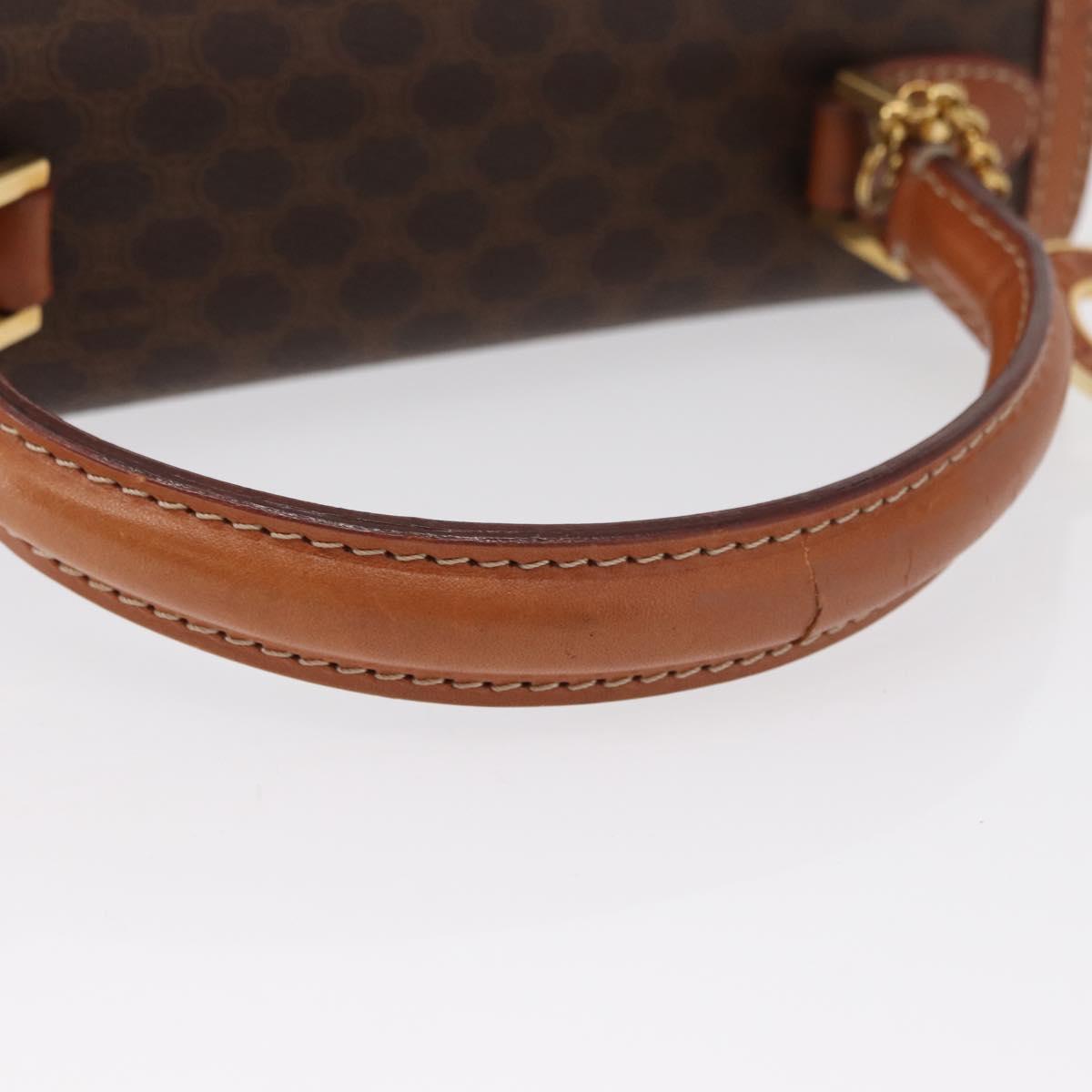 CELINE Macadam Canvas Hand Bag PVC Leather Brown Gold Auth 164277