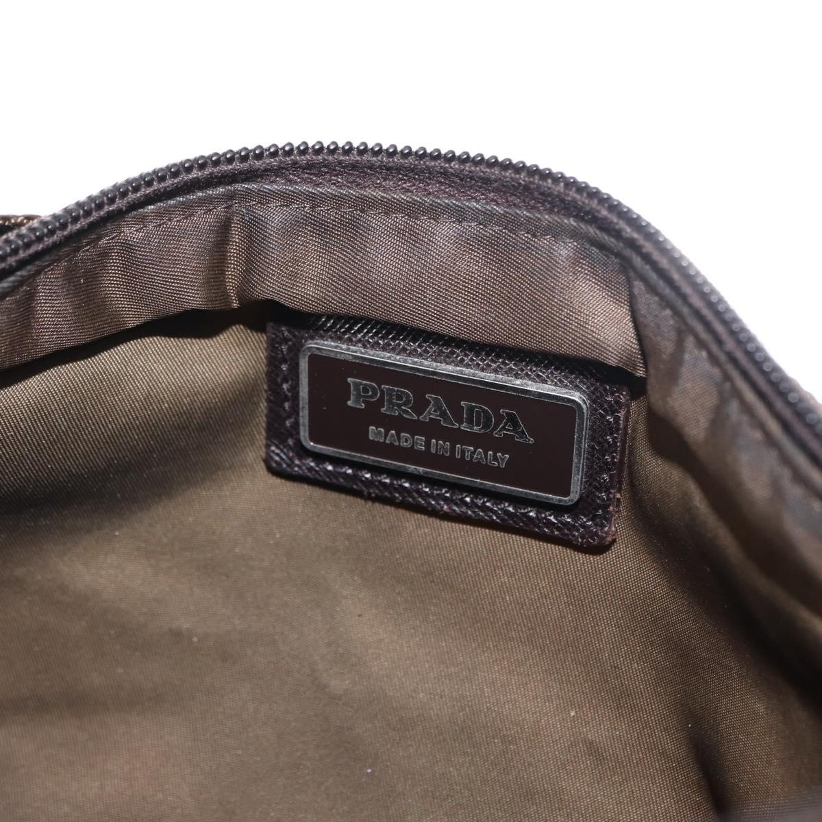 PRADA Shoulder Bag Nylon Khaki Silver Auth 164284