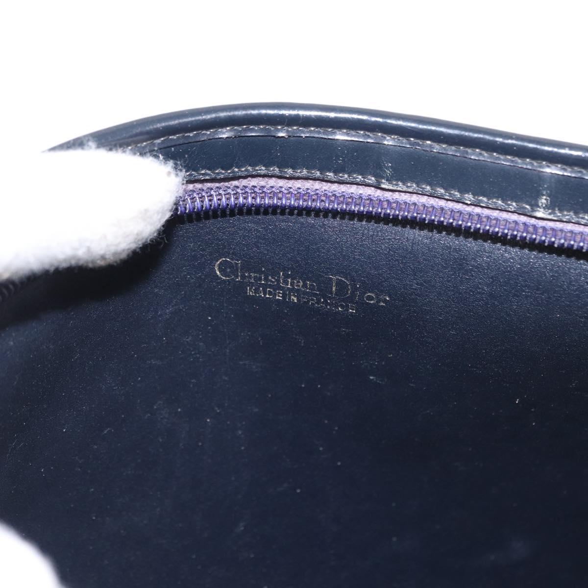 Christian Dior Trotter Canvas Shoulder Bag Navy Gold Auth 164288