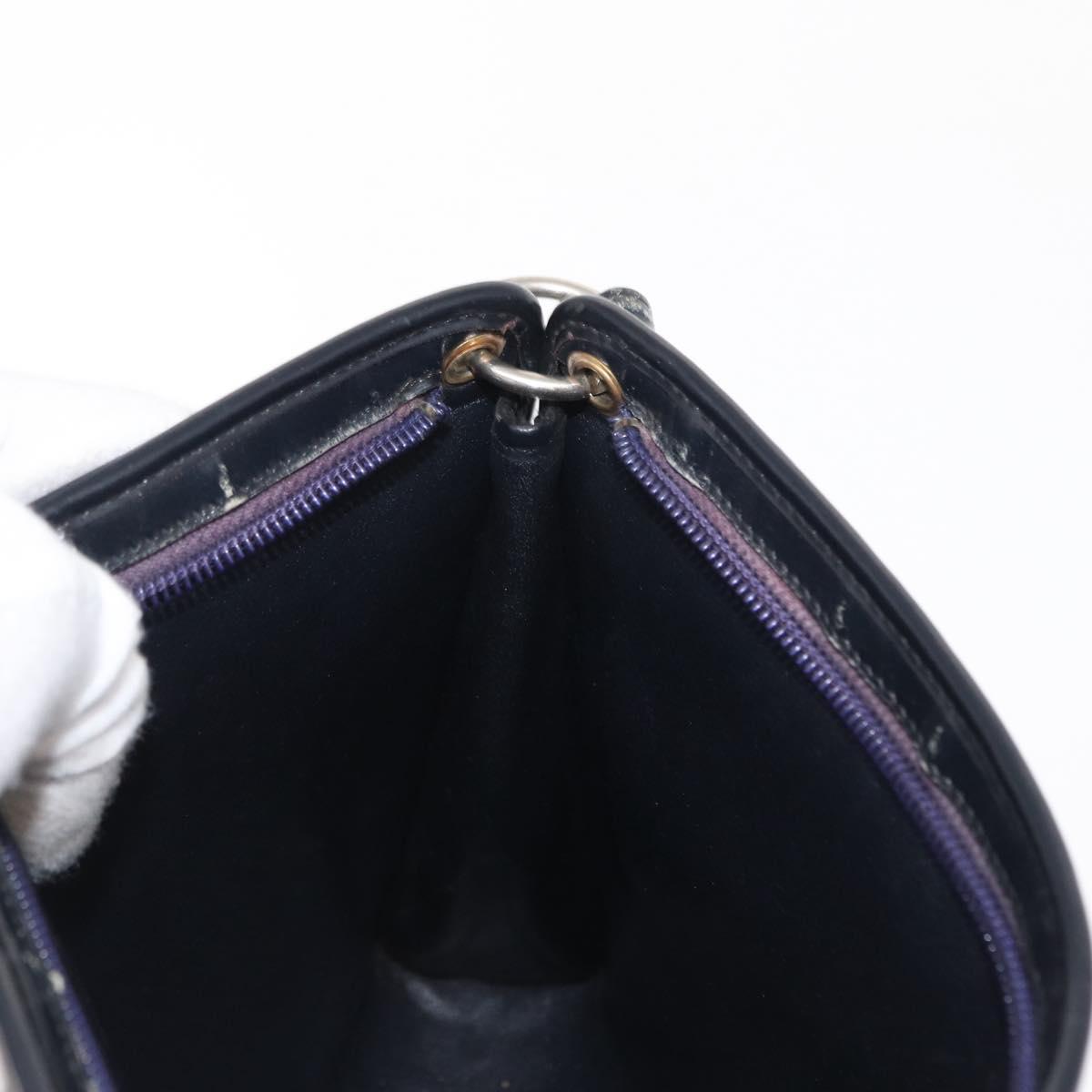Christian Dior Trotter Canvas Shoulder Bag Navy Gold Auth 164288