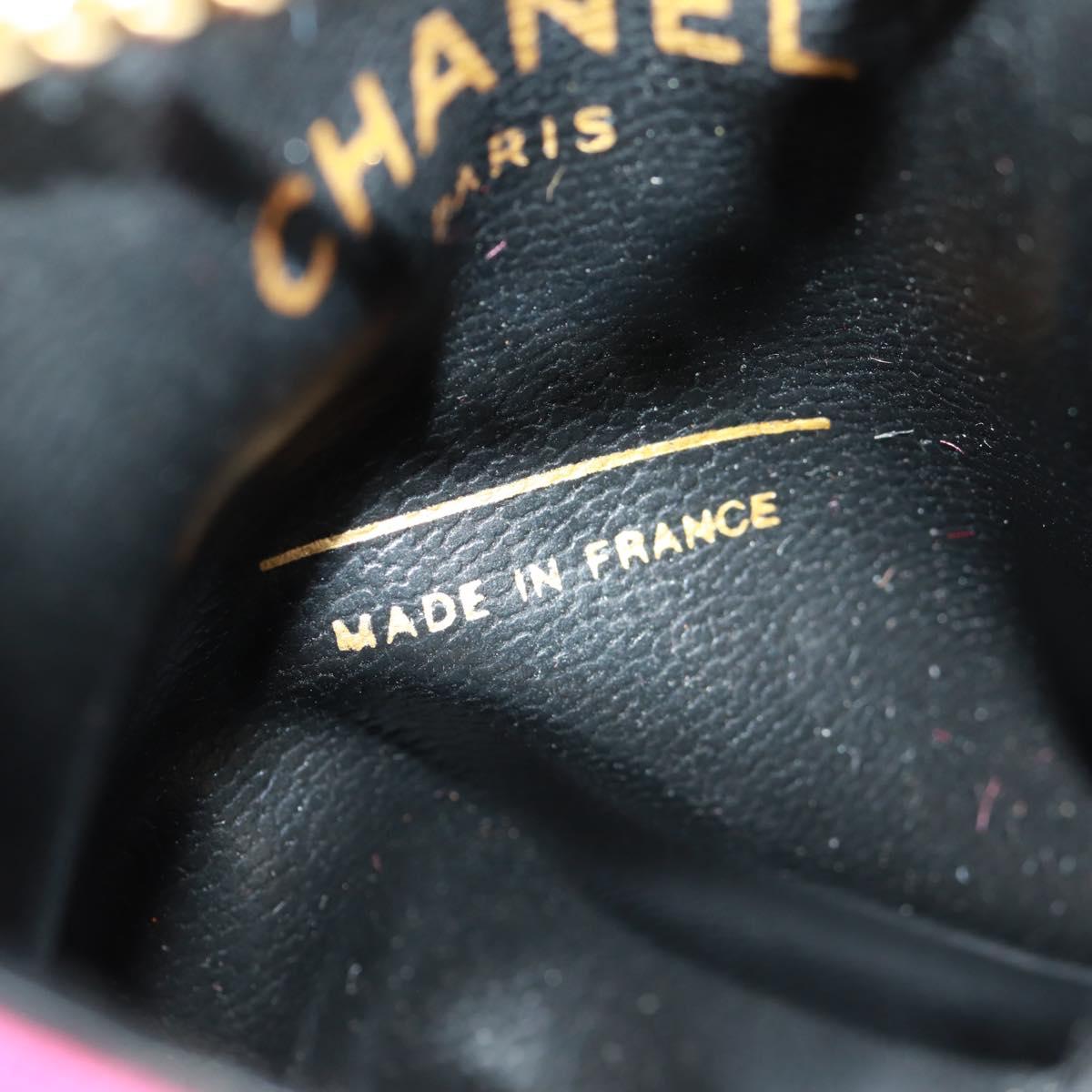 CHANEL Mini Matelasse Chain Pouch Cotton Red Gold CC Auth 164298V