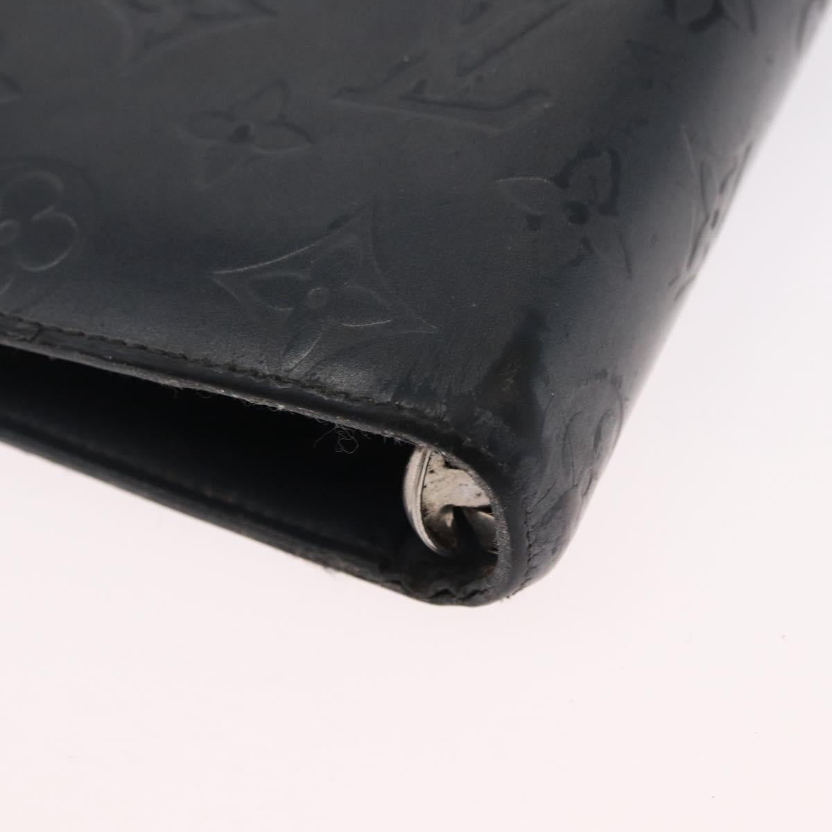 LOUIS VUITTON Monogram Mat Agenda MM Day Planner Cover Black R20925 Auth 164299