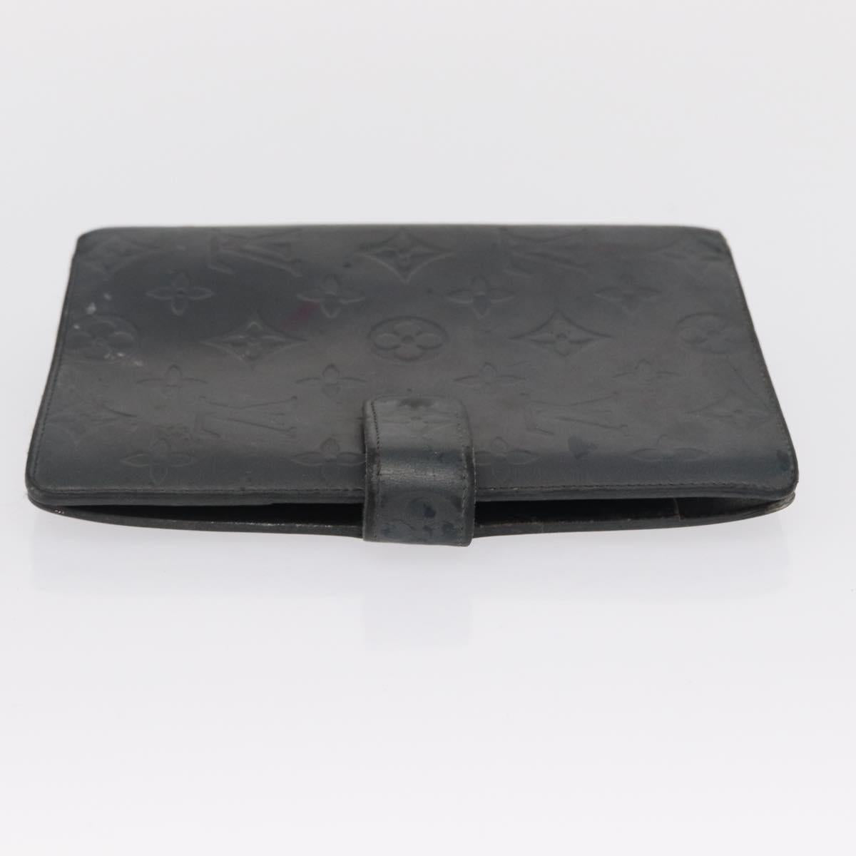 LOUIS VUITTON Monogram Mat Agenda MM Day Planner Cover Black R20925 Auth 164299