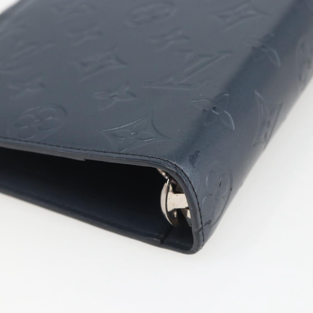 LOUIS VUITTON Monogram Mat Agenda MM Day Planner Cover Navy LV Auth 164300
