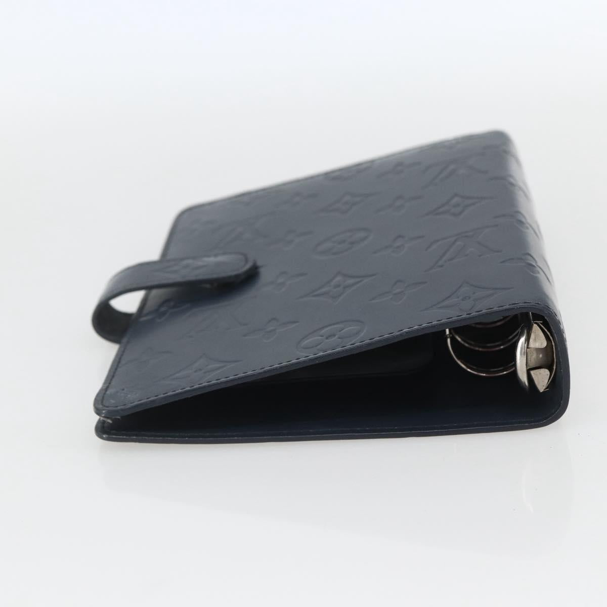 LOUIS VUITTON Monogram Mat Agenda MM Day Planner Cover Navy LV Auth 164300