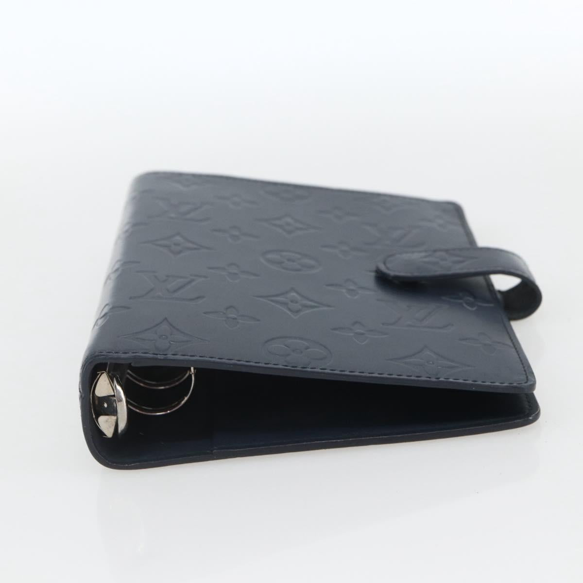 LOUIS VUITTON Monogram Mat Agenda MM Day Planner Cover Navy LV Auth 164300