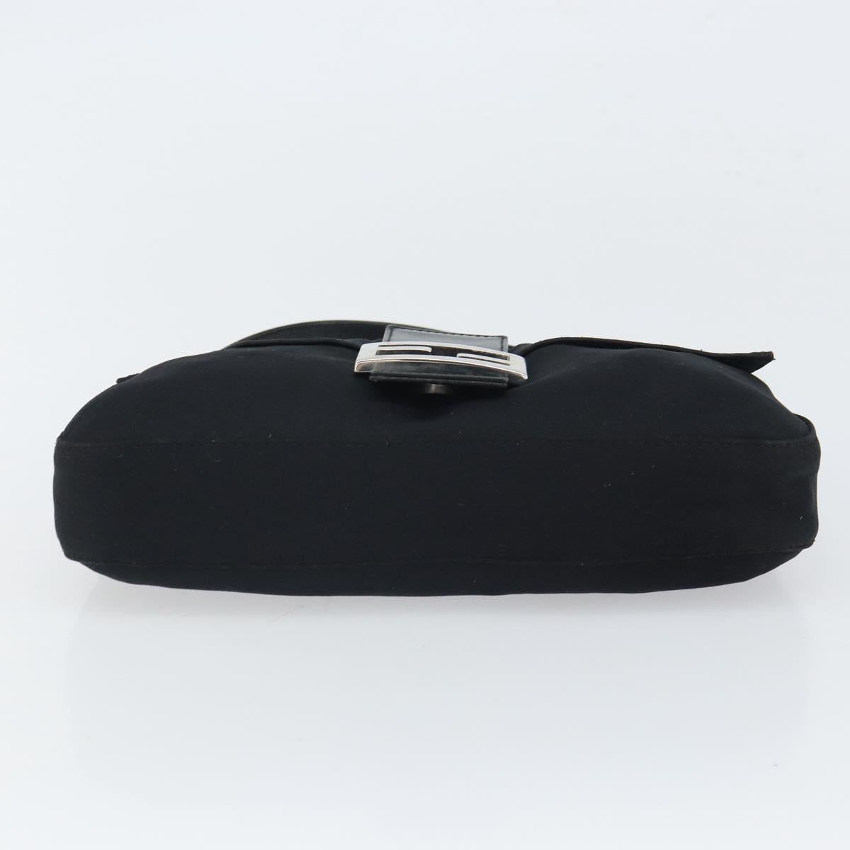 FENDI Mamma Baguette Shoulder Bag Nylon Black Silver Auth 164307