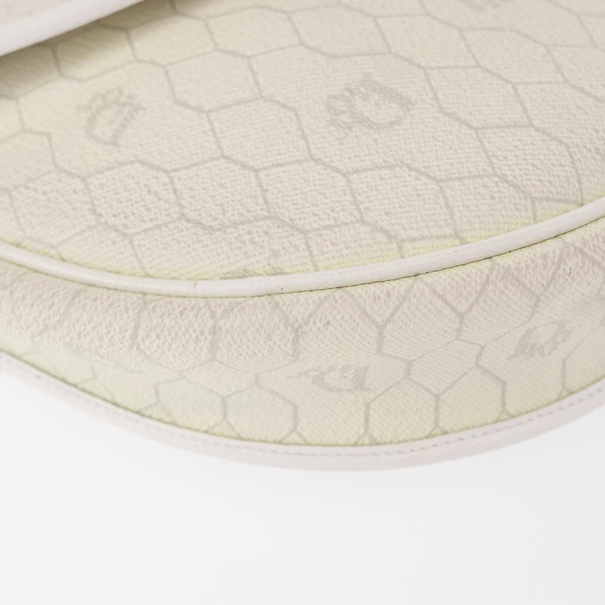 Christian Dior Honeycomb Canvas Shoulder Bag PVC Gold White Auth 164310
