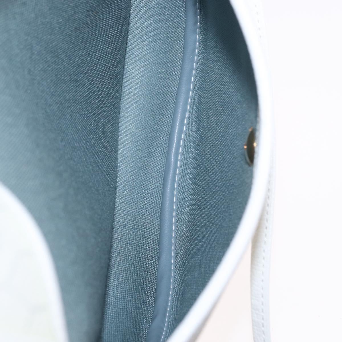 Christian Dior Honeycomb Canvas Shoulder Bag PVC Gold White Auth 164310