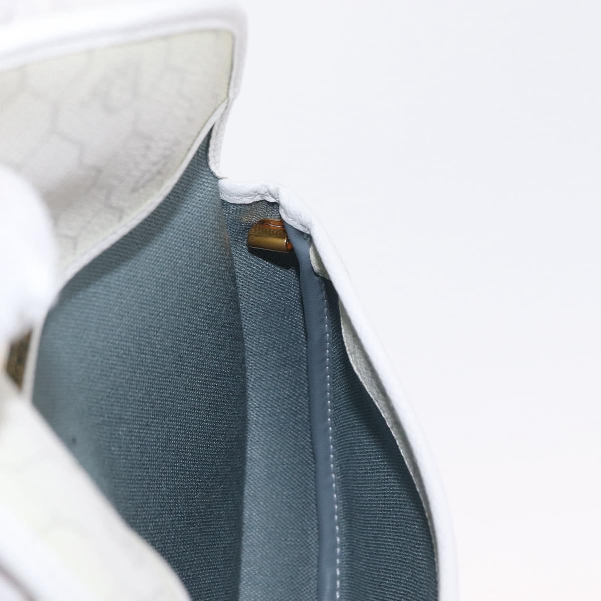 Christian Dior Honeycomb Canvas Shoulder Bag PVC Gold White Auth 164310