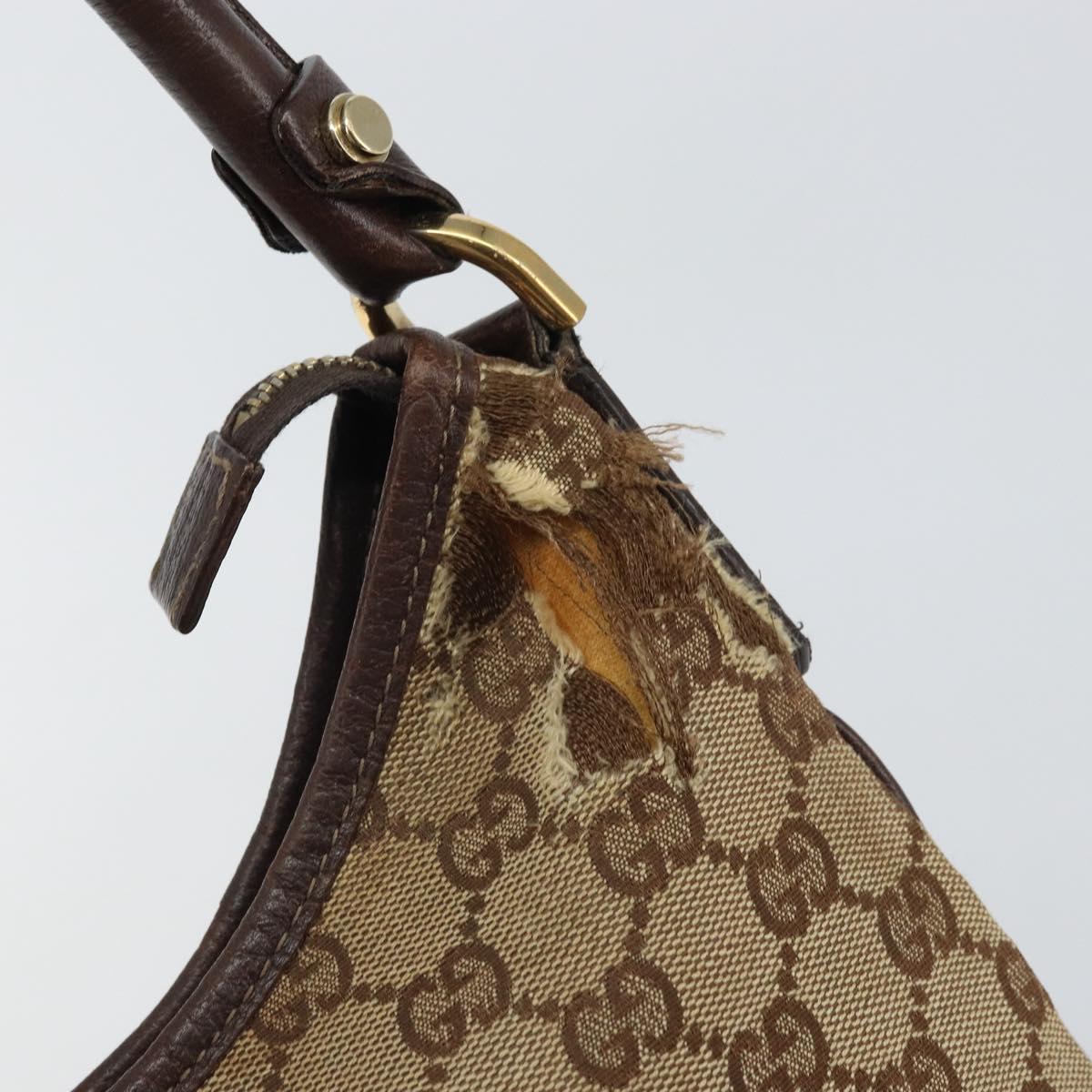 GUCCI GG Canvas Abbey Shoulder Bag Beige Gold 130738 Auth 164315