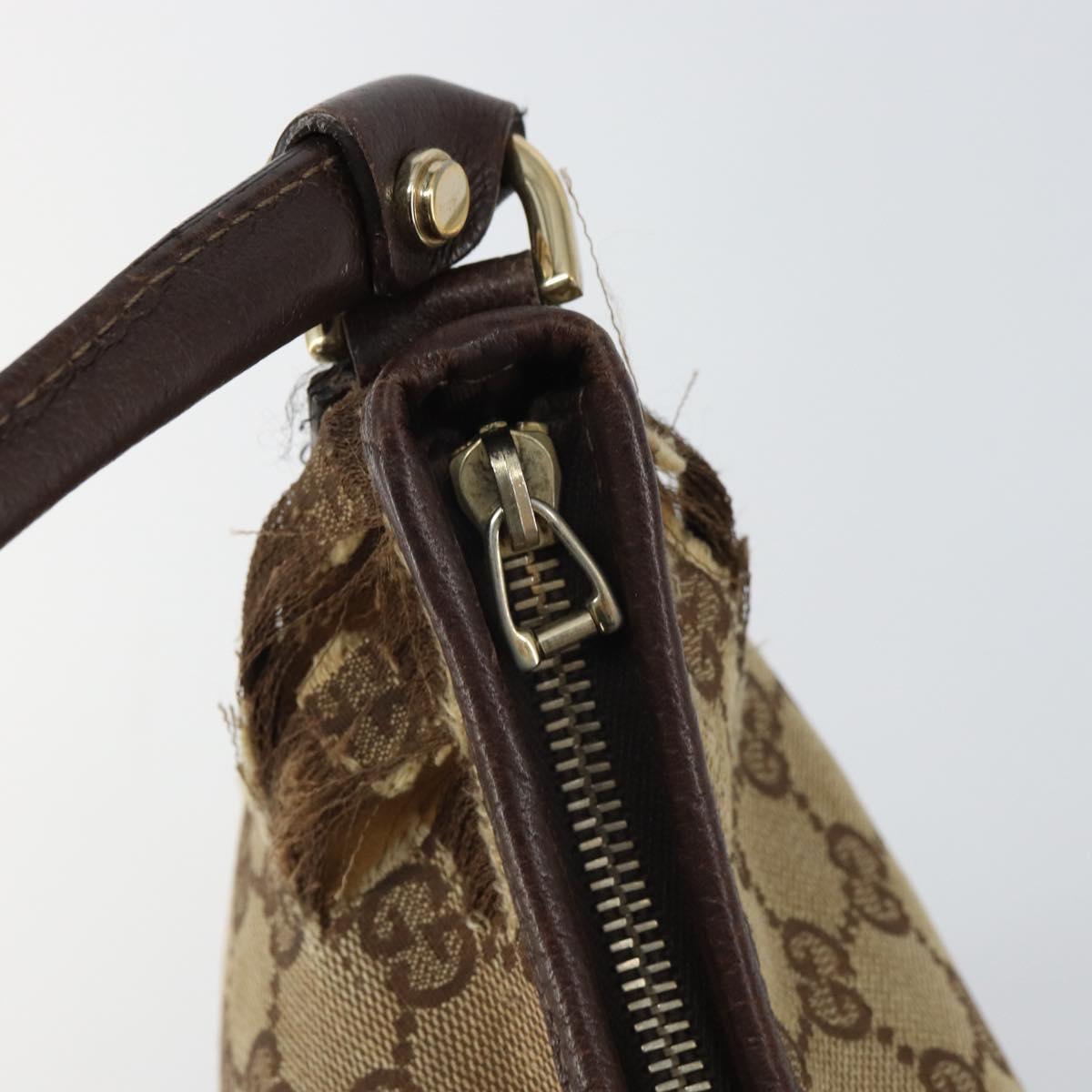 GUCCI GG Canvas Abbey Shoulder Bag Beige Gold 130738 Auth 164315