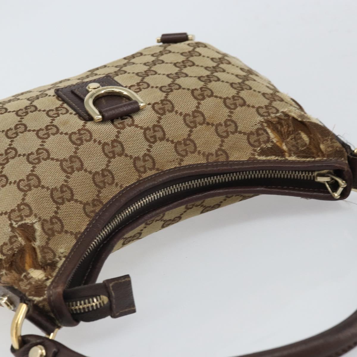 GUCCI GG Canvas Abbey Shoulder Bag Beige Gold 130738 Auth 164315