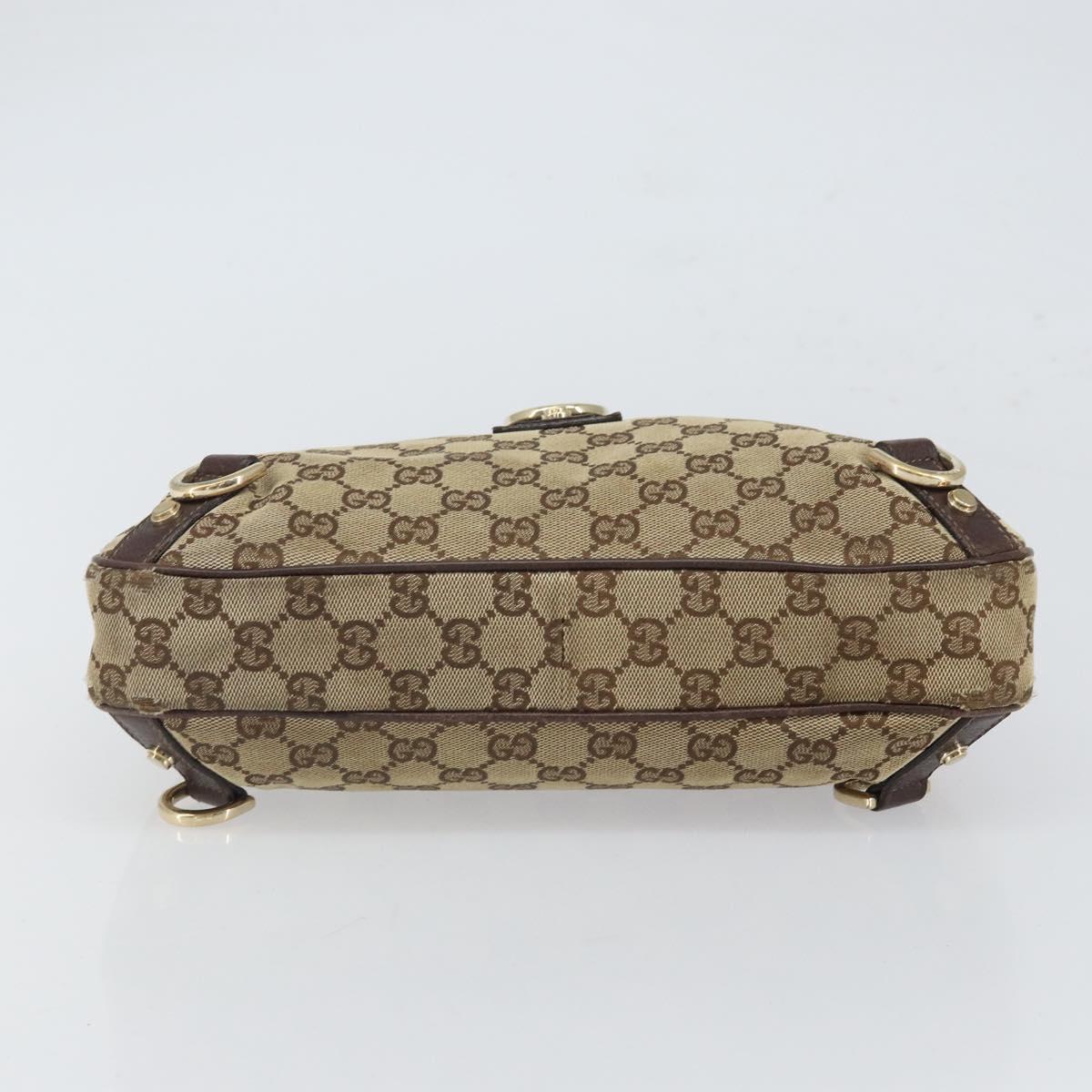 GUCCI GG Canvas Abbey Shoulder Bag Beige Gold 130738 Auth 164315
