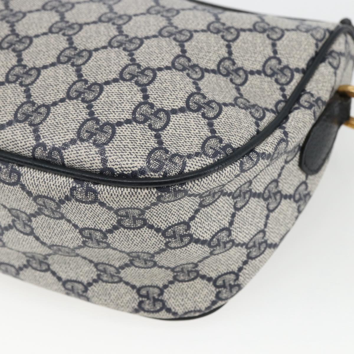 GUCCI GG Supreme Sherry Line Shoulder Bag PVC Navy Gold 89 02 032 Auth 164318