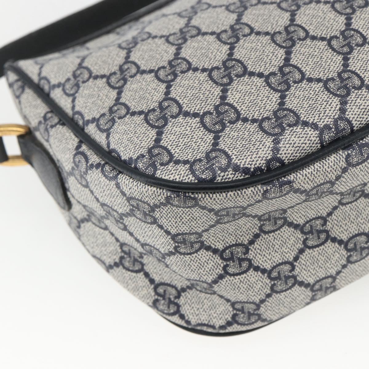GUCCI GG Supreme Sherry Line Shoulder Bag PVC Navy Gold 89 02 032 Auth 164318
