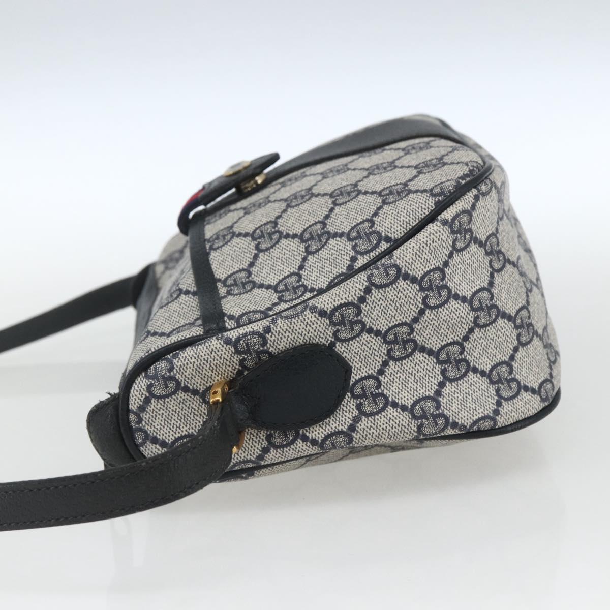 GUCCI GG Supreme Sherry Line Shoulder Bag PVC Navy Gold 89 02 032 Auth 164318