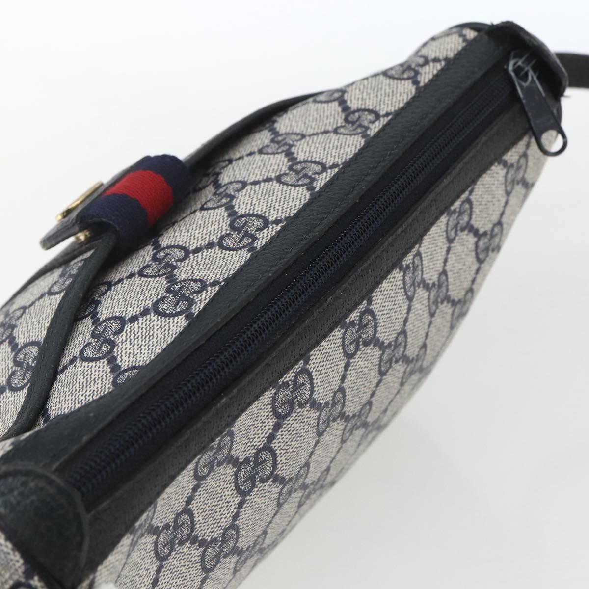 GUCCI GG Supreme Sherry Line Shoulder Bag PVC Navy Gold 89 02 032 Auth 164318