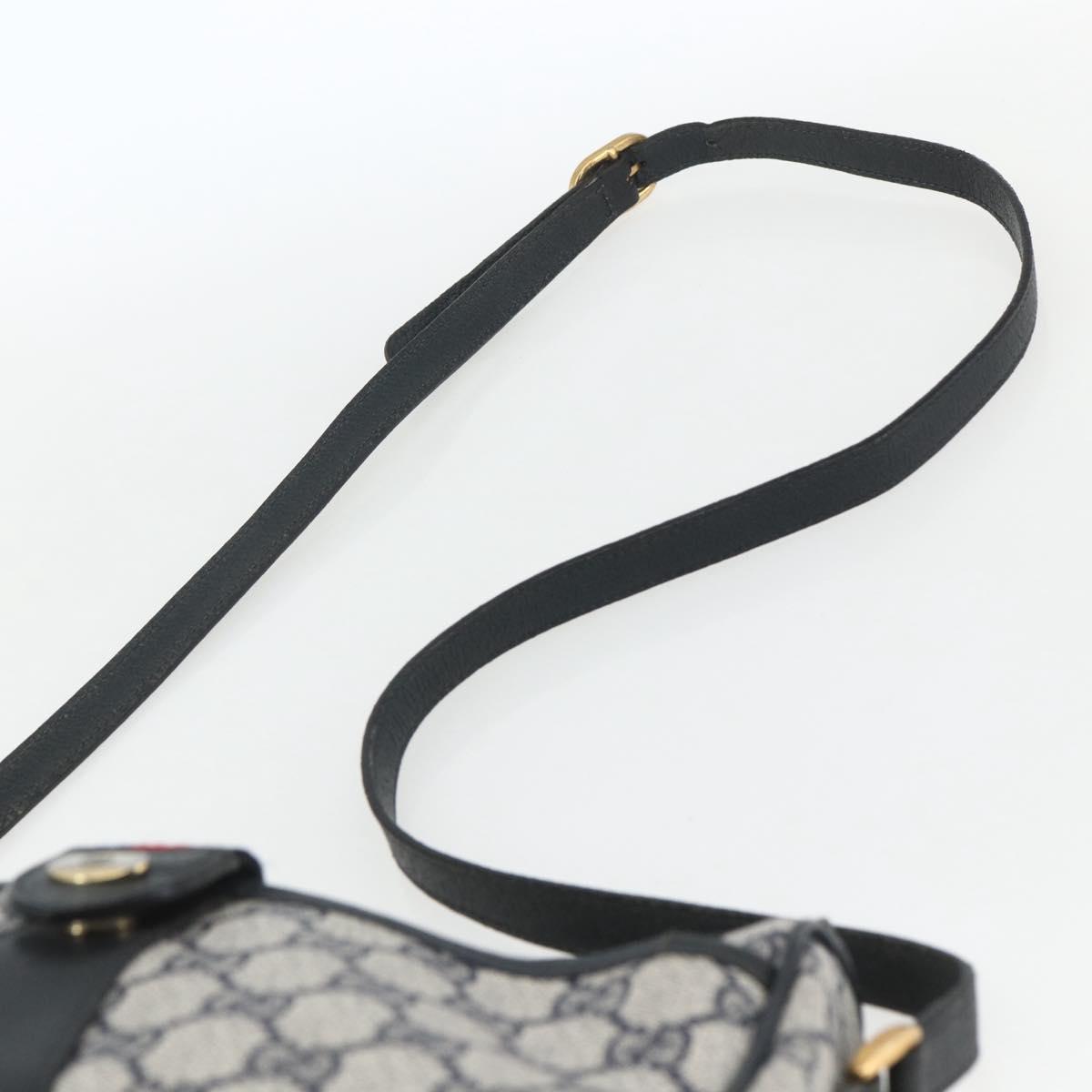 GUCCI GG Supreme Sherry Line Shoulder Bag PVC Navy Gold 89 02 032 Auth 164318