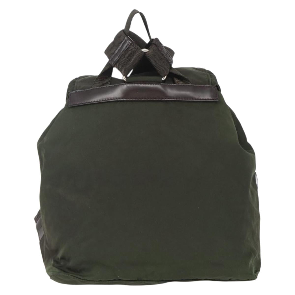 PRADA Backpack Nylon Khaki Silver Auth 164325