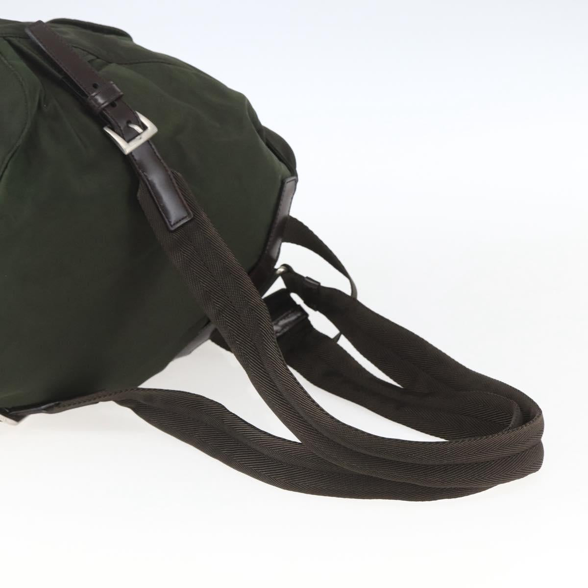 PRADA Backpack Nylon Khaki Silver Auth 164325