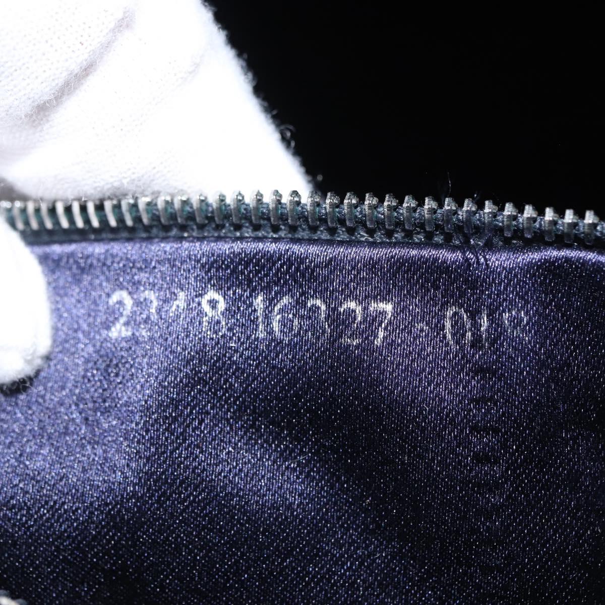 FENDI Zucchino Canvas Boston Bag Navy Silver Auth 164326