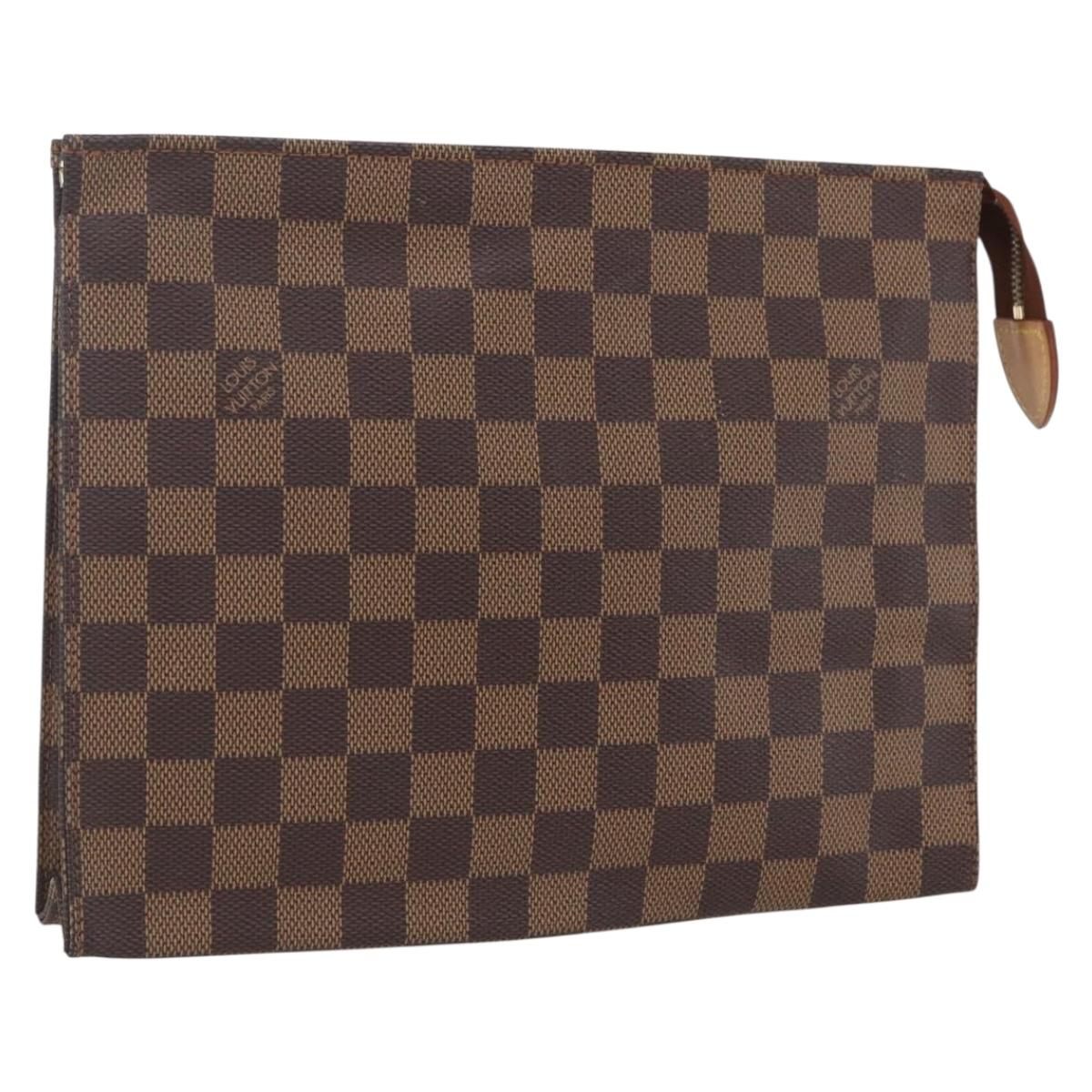 LOUIS VUITTON Damier Ebene Poche Toilette 26 Pouch N47543 LV Auth 164337