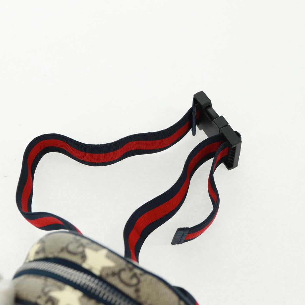 GUCCI GG Supreme Sherry Line Children Bag PVC Beige Navy Red 502330 Auth 164343V