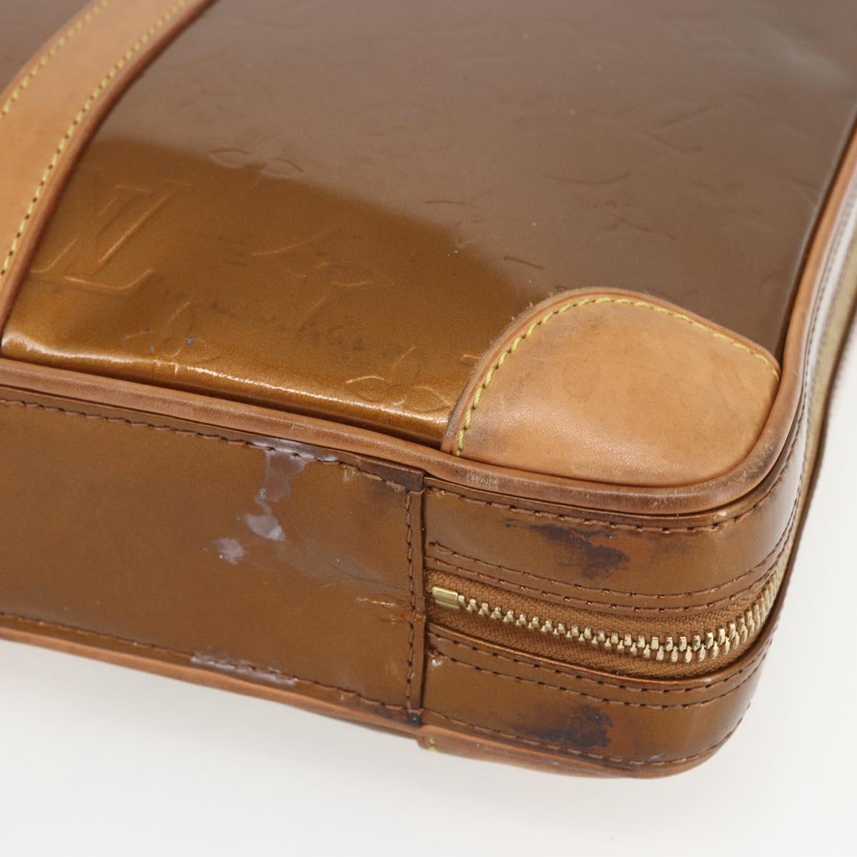 LOUIS VUITTON Monogram Vernis Van Damme Hand Bag Bronze M91125 LV Auth 164353