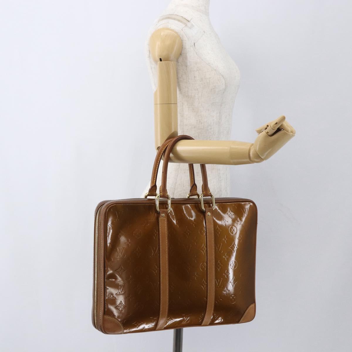 LOUIS VUITTON Monogram Vernis Van Damme Hand Bag Bronze M91125 LV Auth 164353