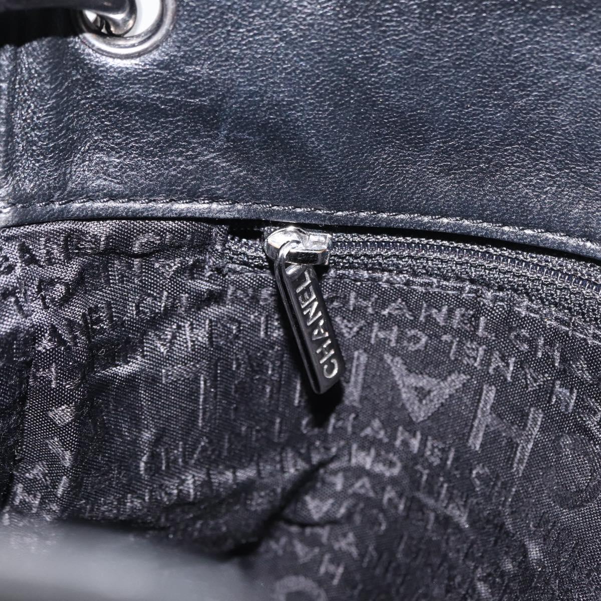 CHANEL Chain 2.55 Shoulder Bag Nylon Black Silver CC Auth 164361