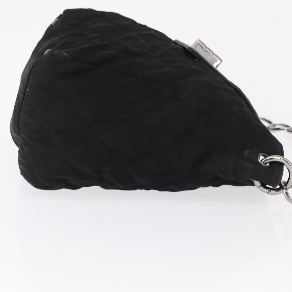 CHANEL Chain 2.55 Shoulder Bag Nylon Black Silver CC Auth 164361