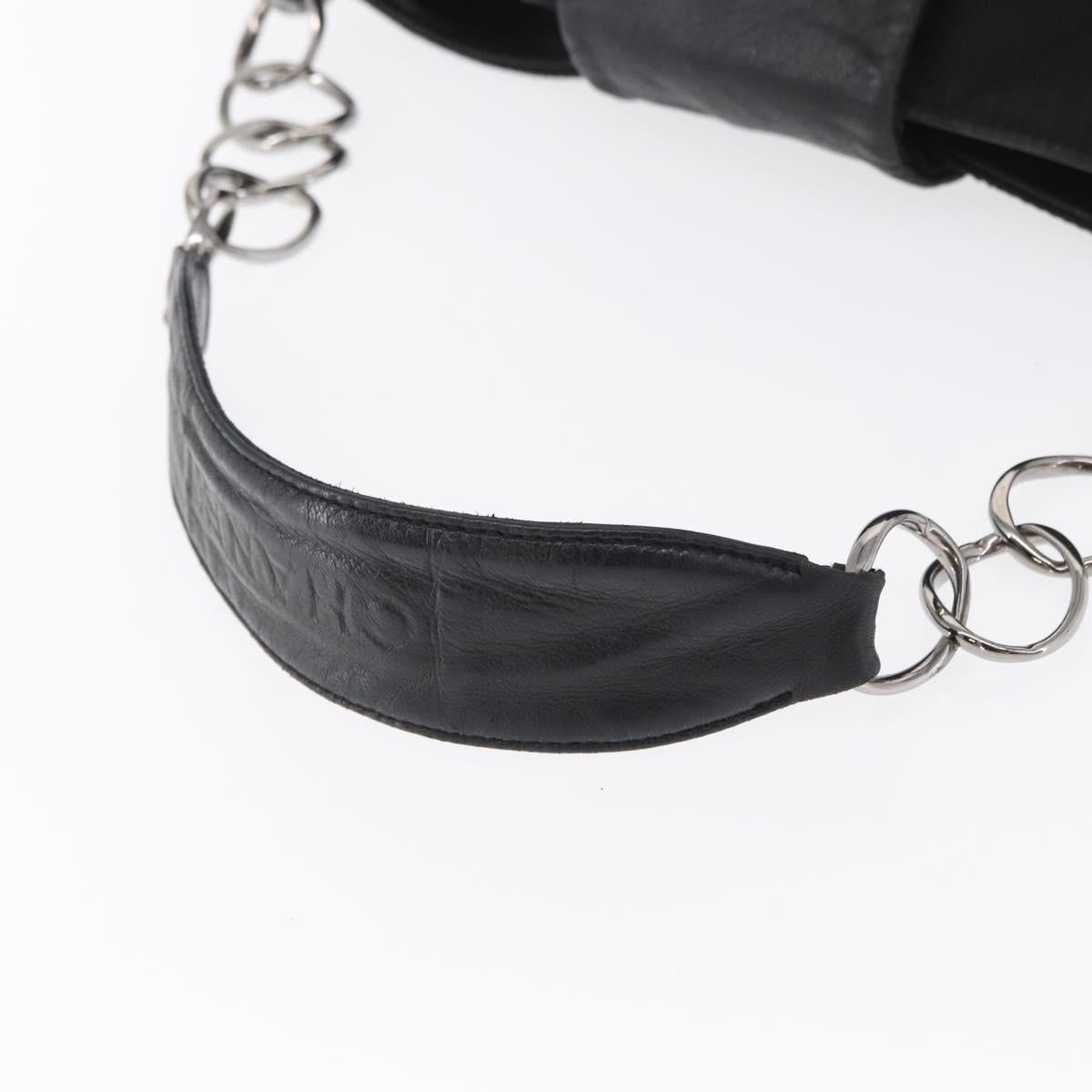 CHANEL Chain 2.55 Shoulder Bag Nylon Black Silver CC Auth 164361