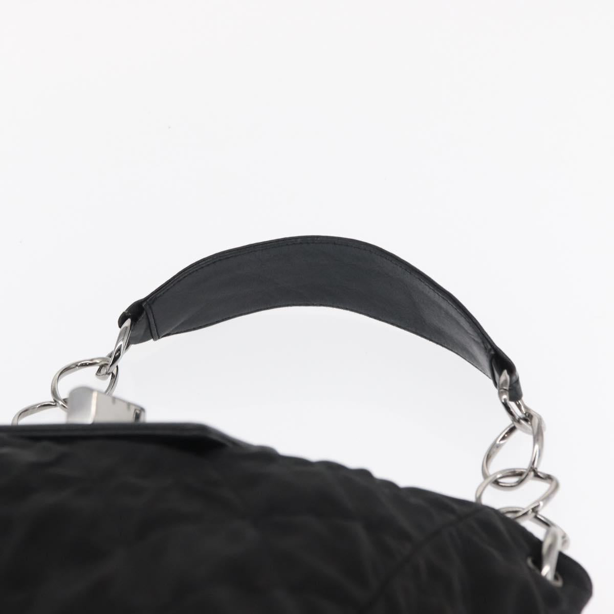 CHANEL Chain 2.55 Shoulder Bag Nylon Black Silver CC Auth 164361