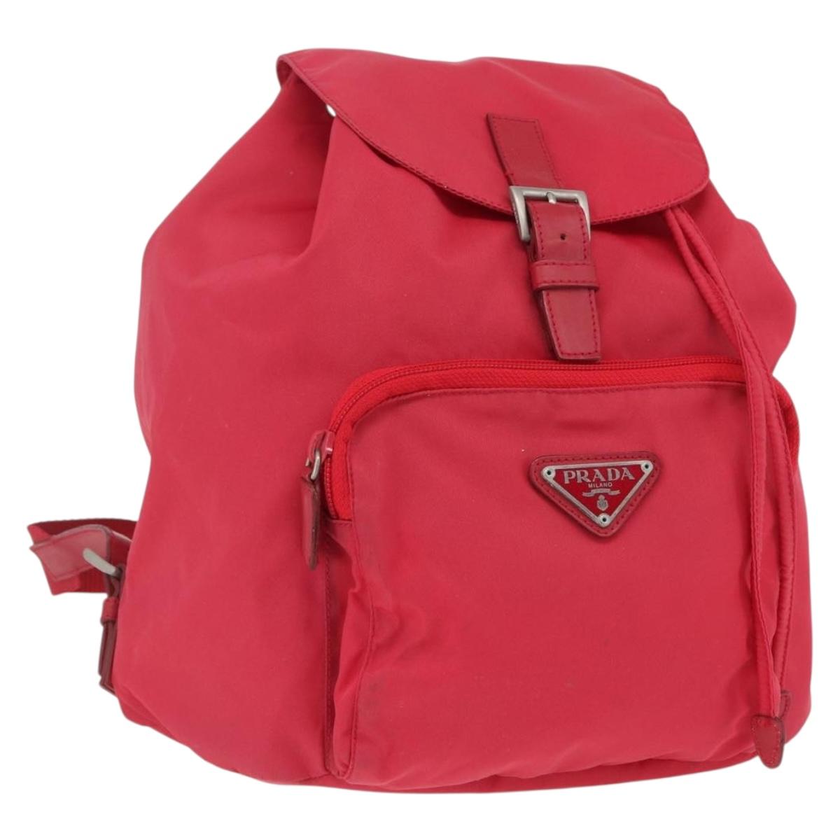 PRADA Backpack Nylon Pink Silver Auth 164369