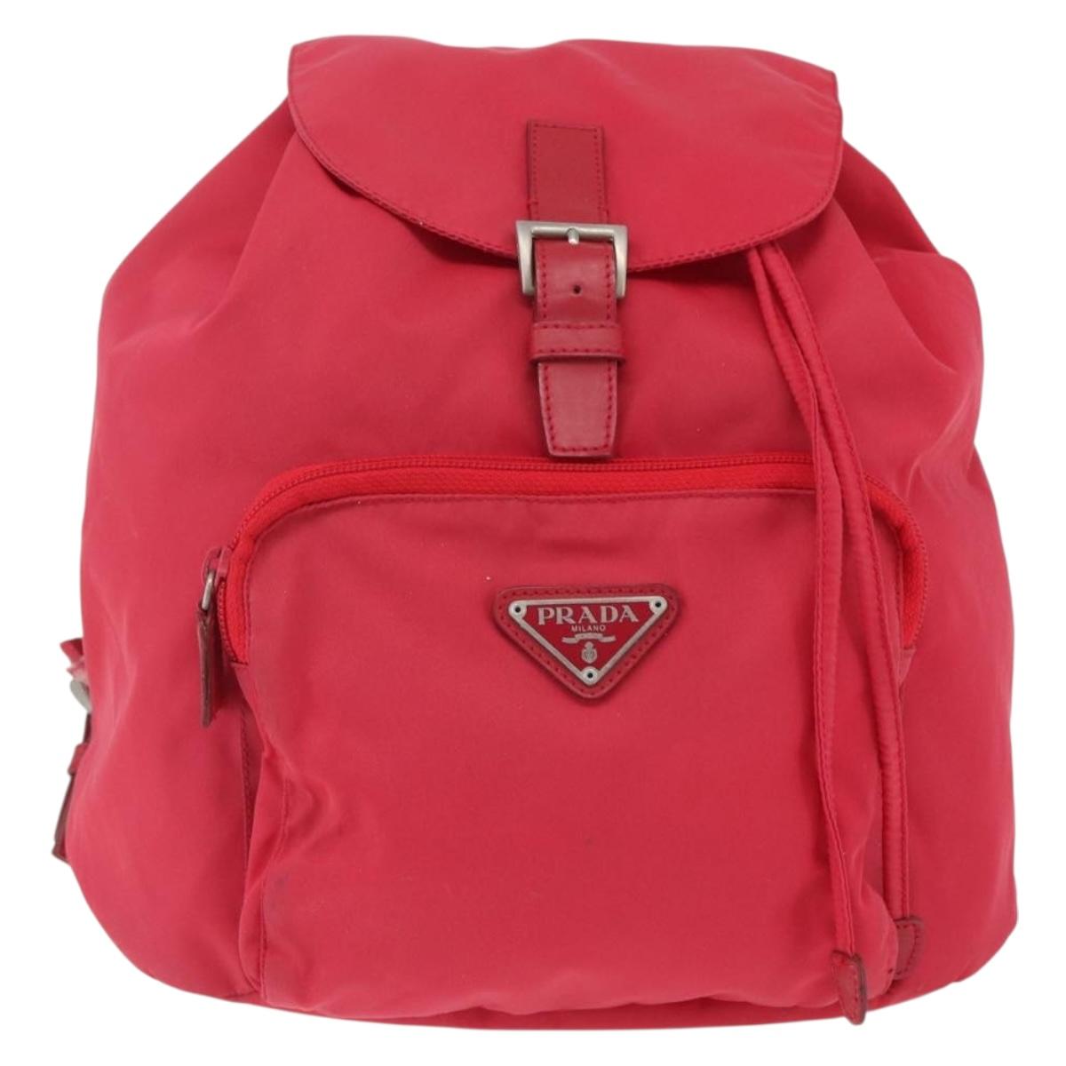 PRADA Backpack Nylon Pink Silver Auth 164369