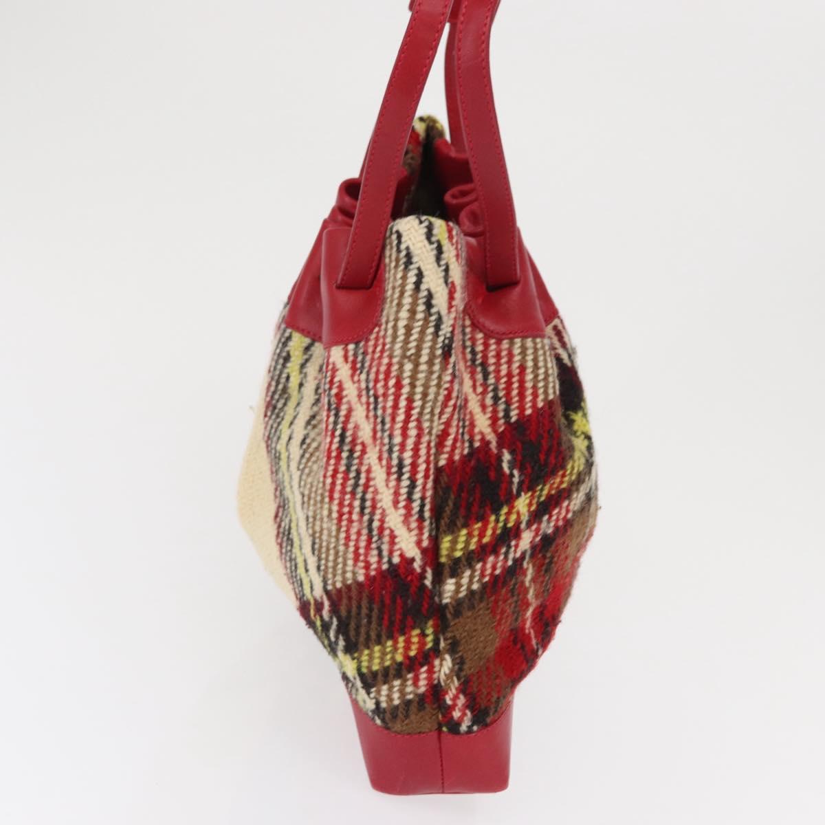 BURBERRY Nova Check Shoulder Bag Wool Beige Auth 164370