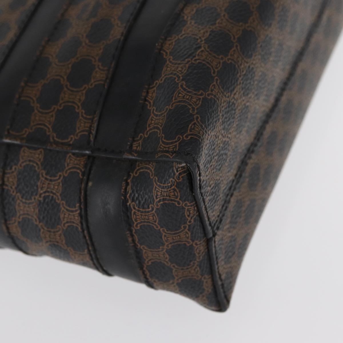CELINE Macadam Canvas Hand Bag PVC Leather Black Gold Auth 164373