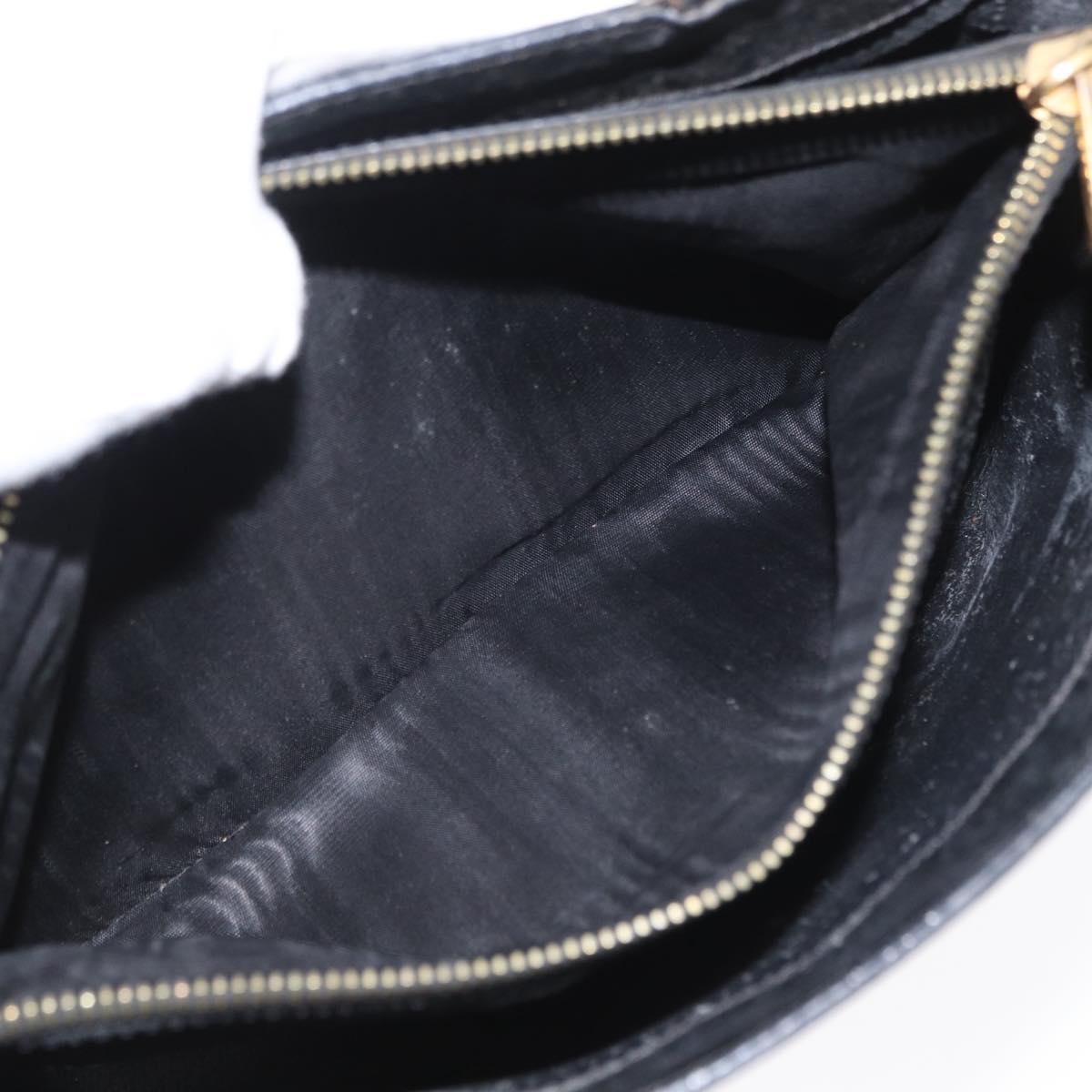 CELINE Macadam Canvas Hand Bag PVC Leather Black Gold Auth 164373