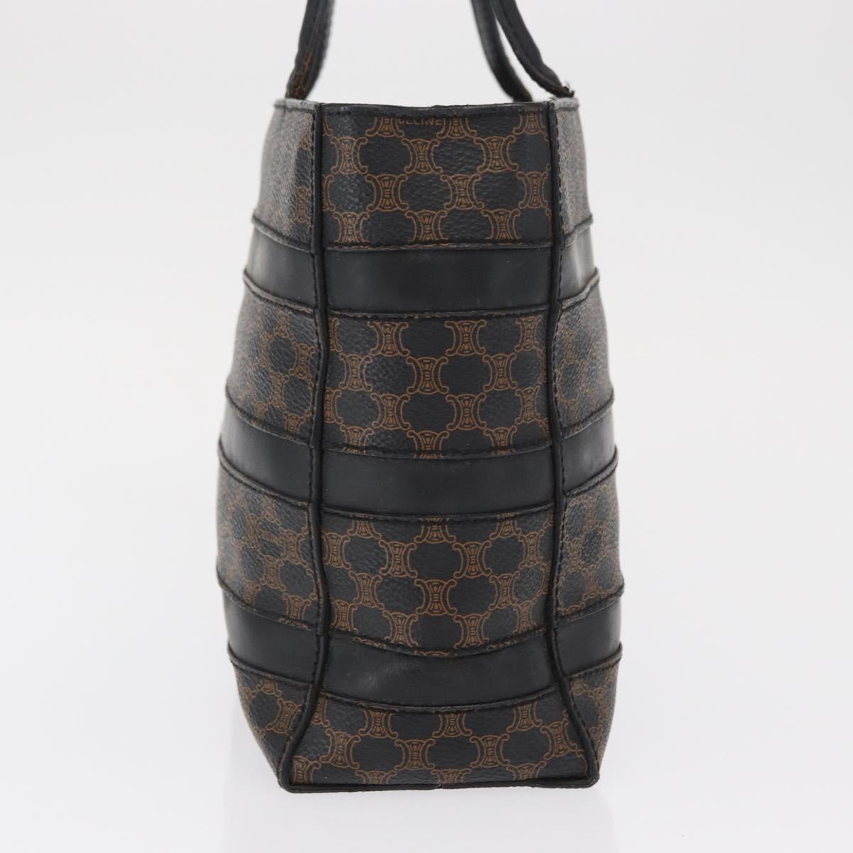 CELINE Macadam Canvas Hand Bag PVC Leather Black Gold Auth 164373