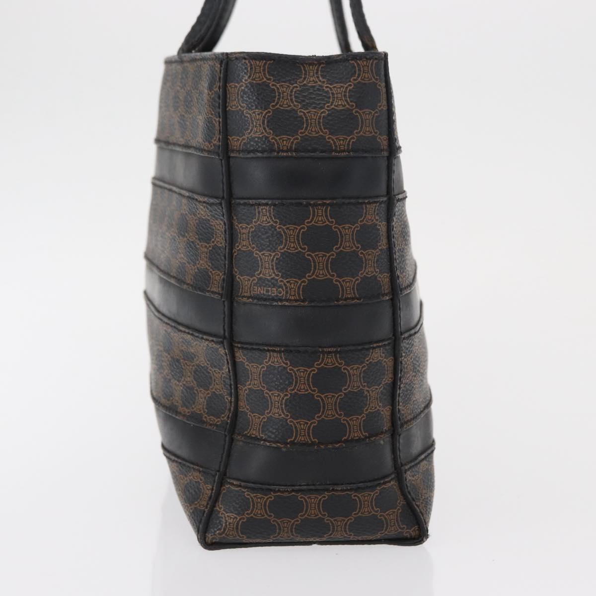CELINE Macadam Canvas Hand Bag PVC Leather Black Gold Auth 164373