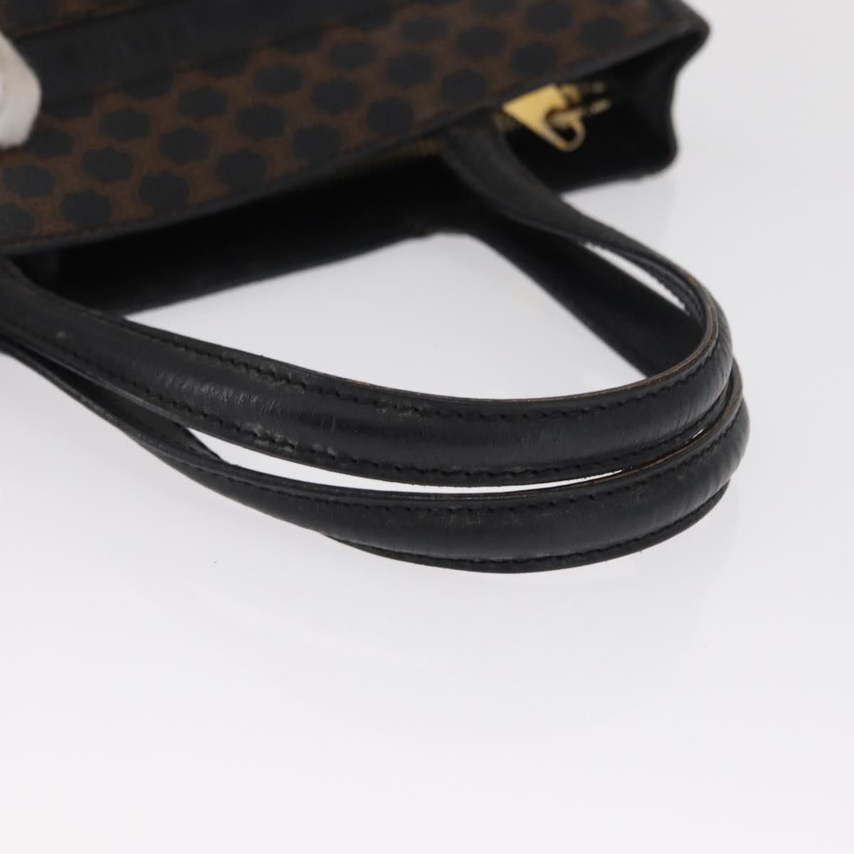 CELINE Macadam Canvas Hand Bag PVC Leather Black Gold Auth 164373