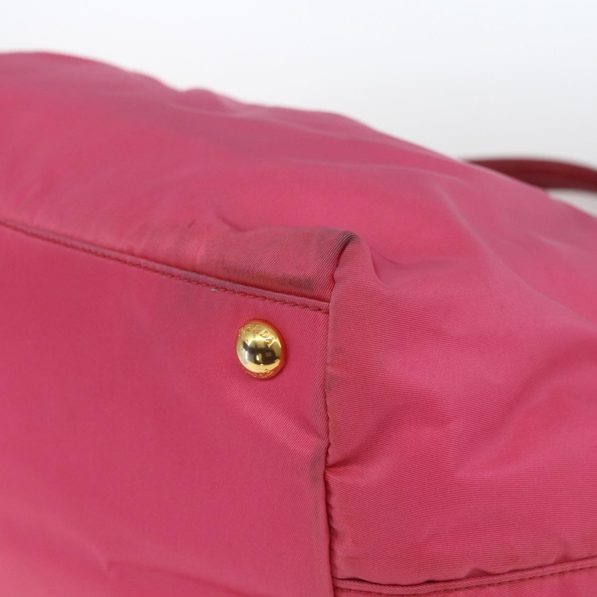 PRADA Hand Bag Nylon Pink Gold Auth 164374